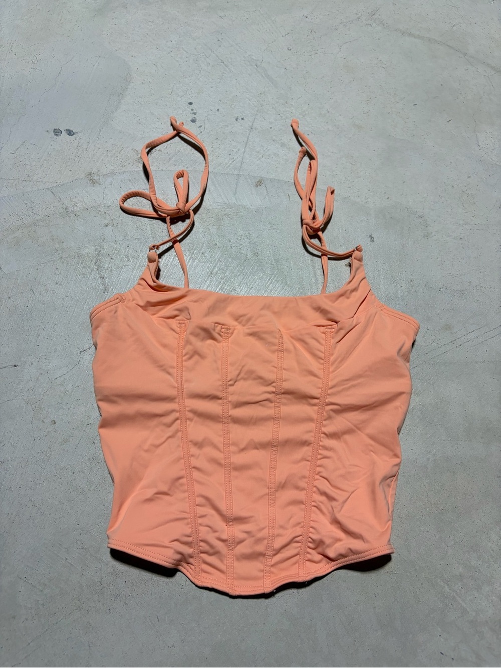 Gilly hicks Women's Peach Tie-Strap micro Corset Tank Top XS
